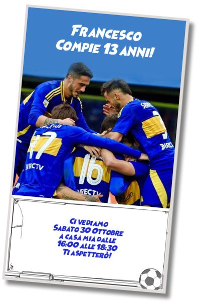 Invito di compleanno personalizzato gratis Scheda di Calcio del Boca Juniors