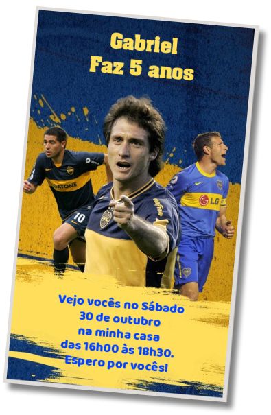 Convite de aniversário personalizado grátis Convite do Boca Juniors