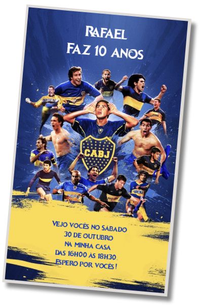 Convite de aniversário personalizado grátis Saudações de Aniversário do Boca Juniors