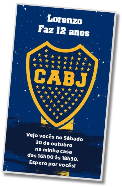 Convite de aniversário personalizado grátis Convite do Club Atlético Boca Juniors