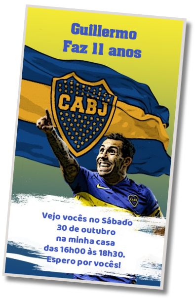 Convite de aniversário personalizado grátis Convite Digital Tevez