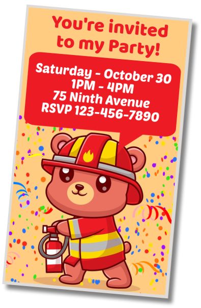 Free personalized birthday invitation Firefighter Birthday Greetings
