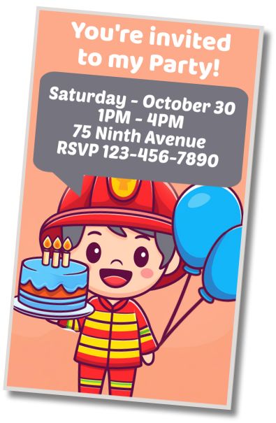 Free personalized birthday invitation Firefighters Birthday