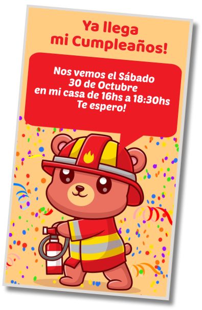 Invitación de cumpleaños personalizada gratis Saludo de Cumpleaños Bombero