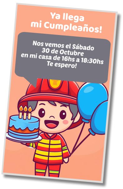 Invitación de cumpleaños personalizada gratis Cumpleaños de Bomberos