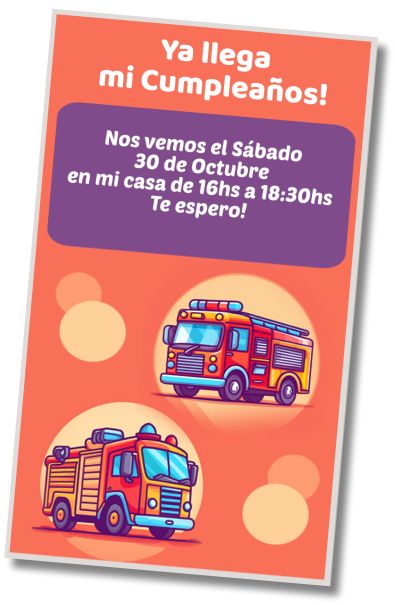 Invitación de cumpleaños personalizada gratis Festejo de Cumpleaños Bomberos