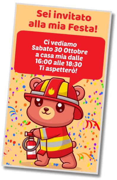 Invito di compleanno personalizzato gratis Auguri di compleanno Pompiere