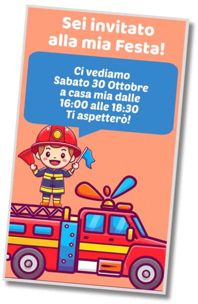 Invito di compleanno personalizzato gratis Compleanno a Tema Vigili del Fuoco