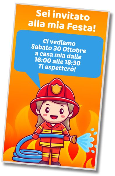 Invito di compleanno personalizzato gratis Festa in Costume da Pompiere