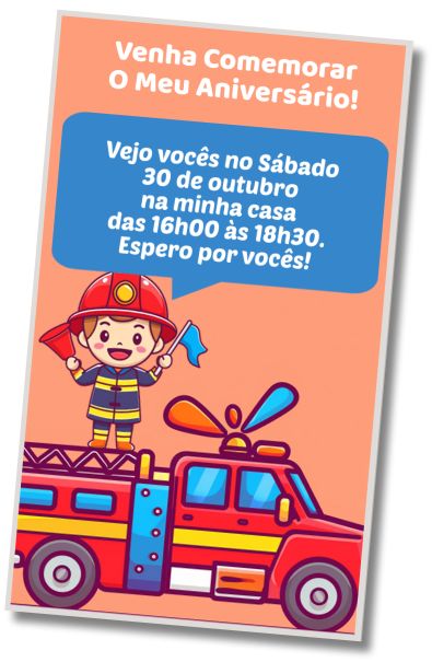 Convite de aniversário personalizado grátis Aniversário com tema Bombeiro