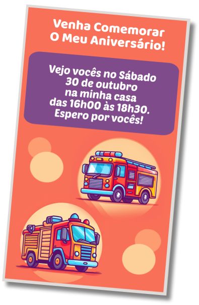 Convite de aniversário personalizado gratuito Comemoração do Aniversário dos Bombeiros