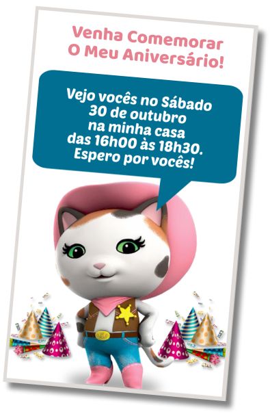 Faça um Convite Virtual Saudação de Aniversário Xerife Caliie