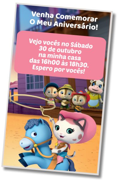 Faça um Convite Virtual Festa Cowboy e Cowgirl Xerife Callie