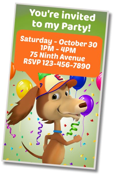 Free personalized birthday invitation Chocolo Dog Costume Party
