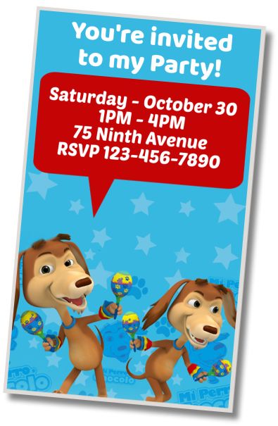 Free personalized birthday invitation Chocolo Dog Musical Party