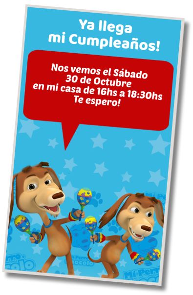 Invitación de cumpleaños personalizada gratis Fiesta Musical Perro Chocolo