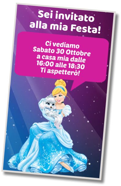 Invito Compleanno Pigiama Party di Cenerentola