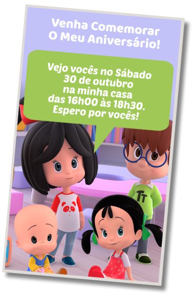 Convite de aniversário personalizado gratuito Festa Tema Cleo e Cuquin