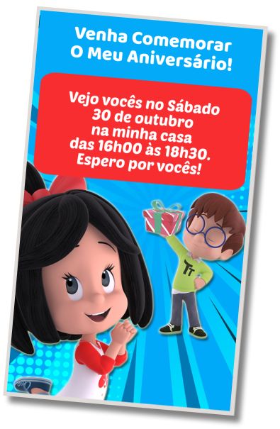 Convite de aniversário personalizado gratuito Aniversário de Cleo e Cuquin