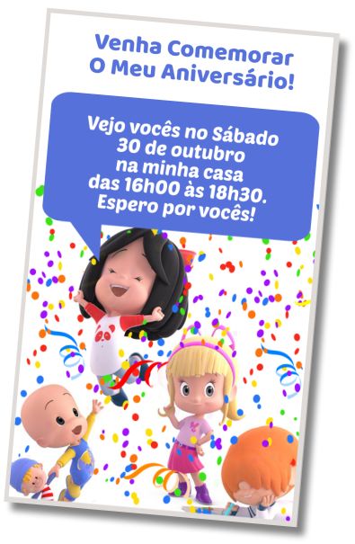 Convite de aniversário personalizado gratuito Feliz Aniversário Cleo e Cuquin