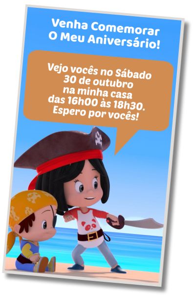 Convite de aniversário personalizado gratuito Festa a Fantasia de Cleo e Cuquin