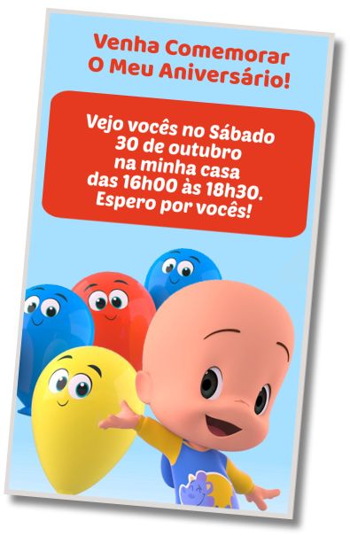 Convite de aniversário personalizado gratuito Aniversário Tema Cleo e Cuquin
