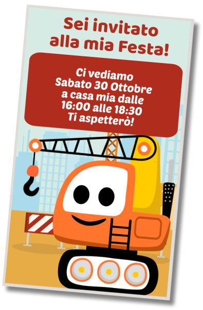 Invito di compleanno personalizzato gratuito Camion di Costruzione di Compleanno