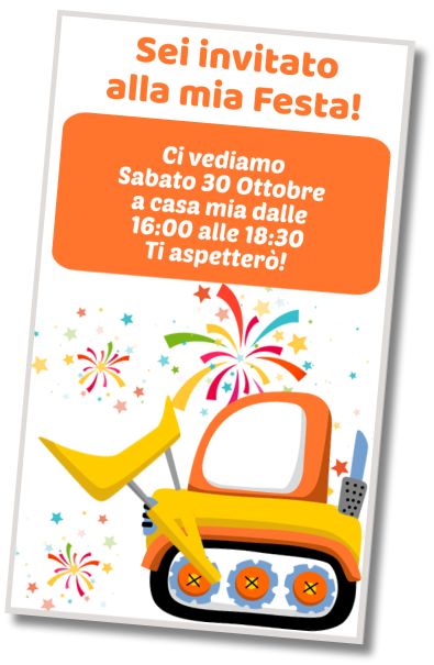 Invito di compleanno personalizzato gratuito Camion di Costruzione di celebrazione di Compleanno