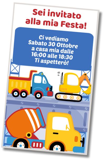 Invito di compleanno personalizzato gratuito Camion di Costruzione di Saluto di Compleanno