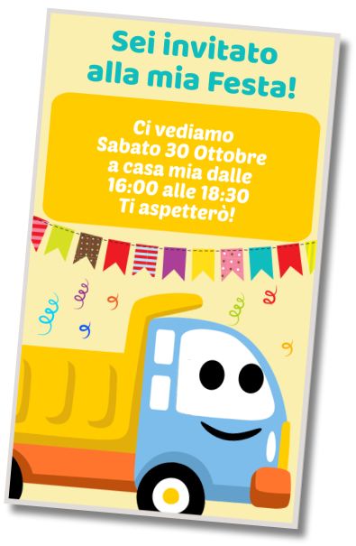 Invito di compleanno personalizzato gratuito Compleanno di Camion