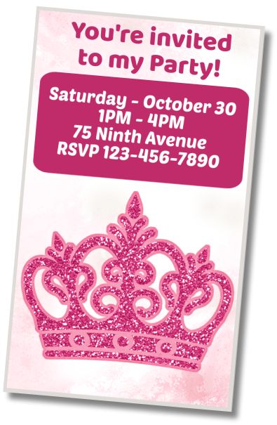 Free personalized birthday invitation Princess Party