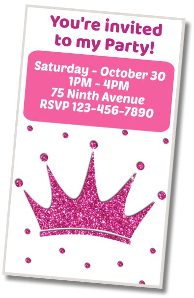 Free personalized birthday invitation Crowns Birthday