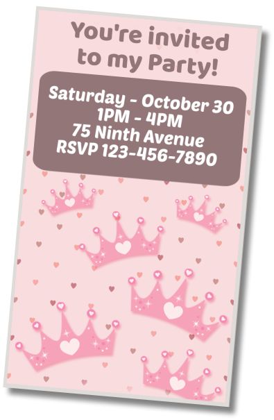 Free personalized birthday invitation Princess Spa Birthday