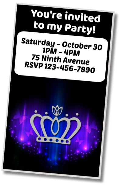 Free personalized birthday invitation Sweet Sixteen Crowns Party