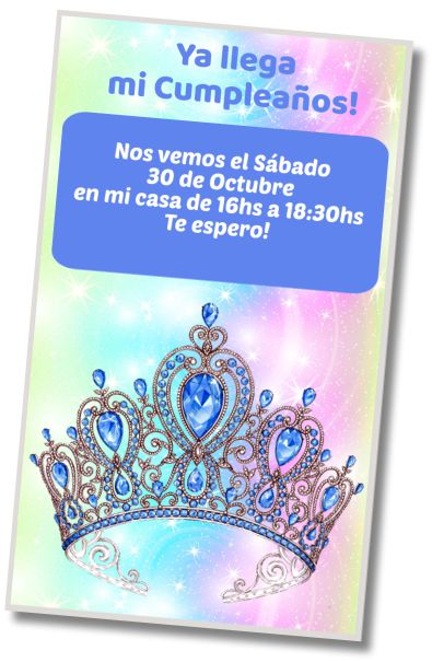 Hacer Invitación Virtual Cumpleaños Temático Coronas