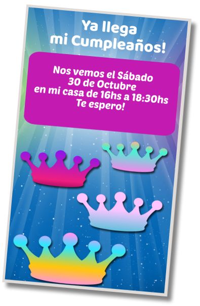 Invitación de cumpleaños personalizada gratis Fiesta de Príncipes y Princesas