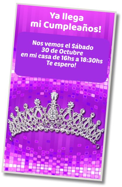 Invitación de cumpleaños personalizada gratis Fiesta de Coronas
