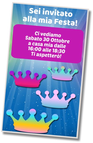 Invito di compleanno personalizzato gratuito Festa del Principe e della Principessa