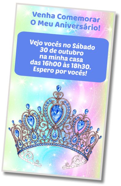 Faça um Convite Virtual Aniversário Temática Coroas