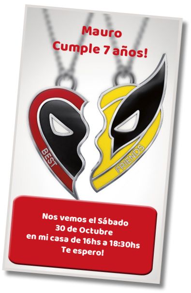 Invitación de cumpleaños personalizada gratis Invitación Deadpool y Wolverine