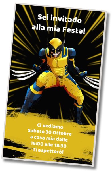 Invito di compleanno personalizzato gratis Festa dei supereroi Wolverine