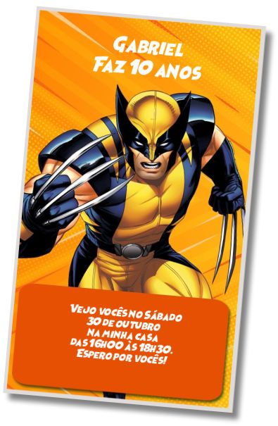 Convite de aniversário personalizado grátis Modelo Wolverine