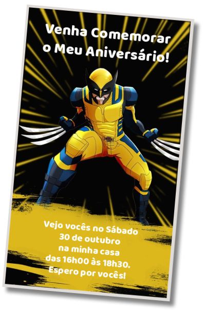 Convite de aniversário personalizado grátis Festa de super-heróis Wolverine