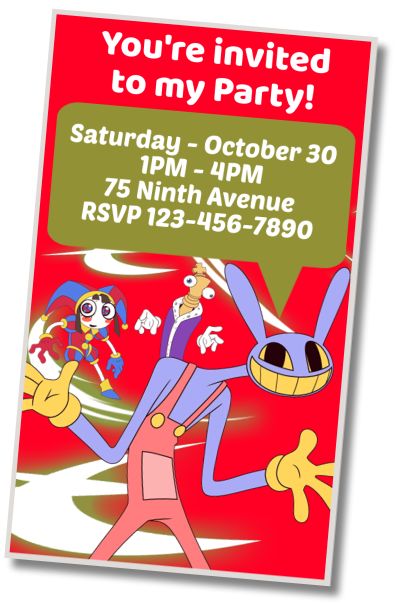Free personalized birthday invitation Digital Circus Video Game Party