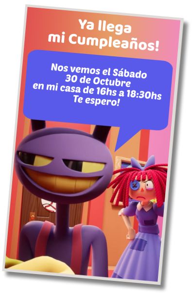 Invitación de cumpleaños personalizada gratis Cumpleaños Sorpresa Amazing Digital Circus