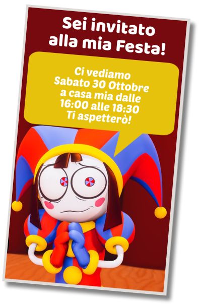 Invito di compleanno personalizzato gratis Pigiama Party Digital Circus