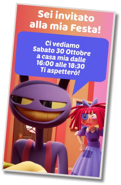 Invito di compleanno personalizzato gratis Sorpresa di Compleanno Amazing Digital Circus