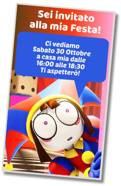 Invito di compleanno personalizzato gratis Feste in Piscina Amazing Digital Circus