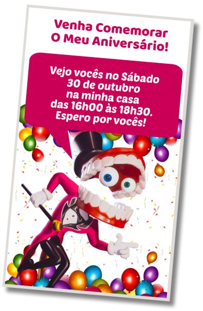 Convite de aniversário personalizado grátis Saudações de Aniversário do Circo Digital