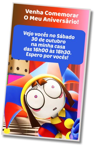 Convite de aniversário personalizado grátis Circo Digital para Festa na Piscina